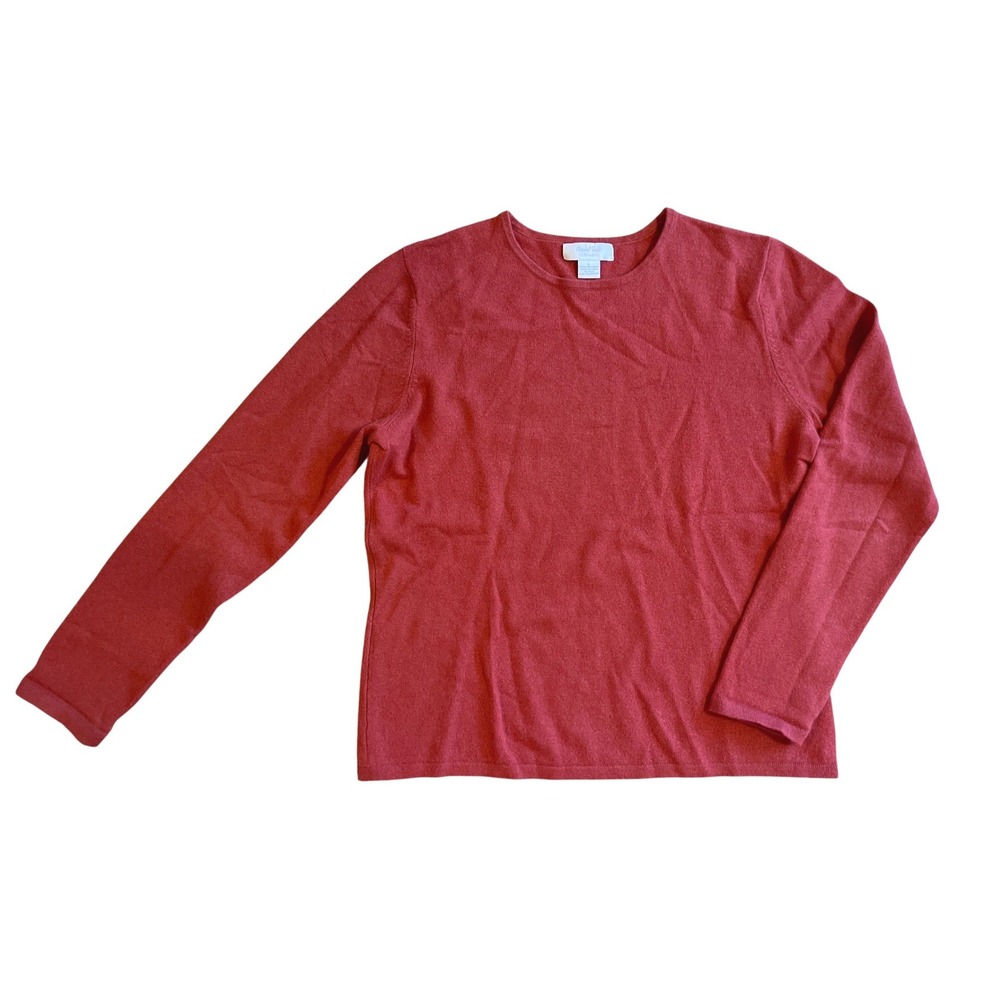 Marshall Fields Cashmere Sweater Womens Large Red Crewneck Long Sleeve Pullover